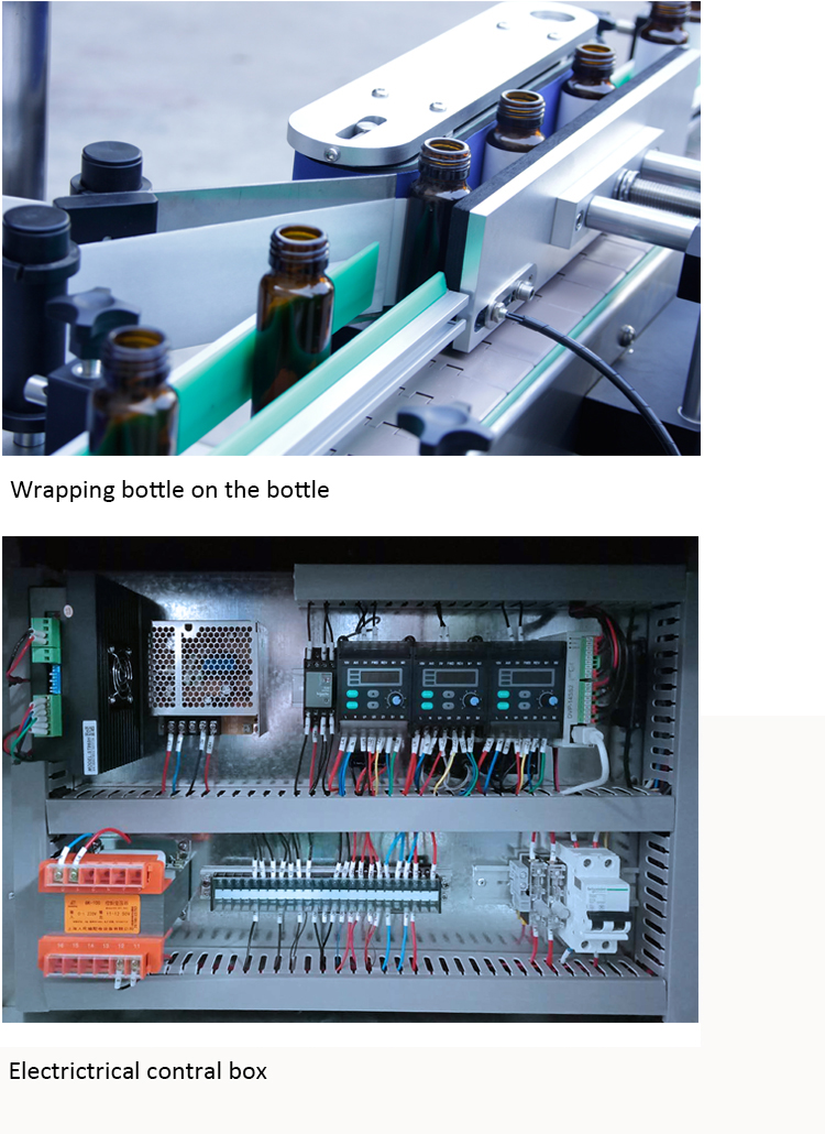 Automātiska apaļo pudeļu iesaiņošanas etiķete